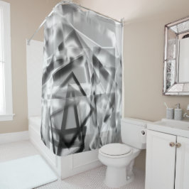 アクリル、グレーからホワイトの正方形の部分のコーナー シャワーカーテン