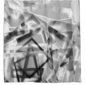 アクリル、グレーからホワイトの正方形の部分のコーナー シャワーカーテン (正面)