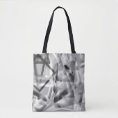 アクリル、グレーからホワイトの正方形の部分のコーナー トートバッグ (正面)