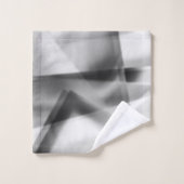 アクリル、グレーからホワイトの正方形の部分のコーナー バスタオルセット (ウォッシュタオル)