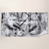 アクリル、グレーからホワイトの正方形の部分のコーナー ビーチタオル (正面)