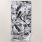 アクリル、グレーからホワイトの正方形の部分のコーナー ビーチタオル (正面)