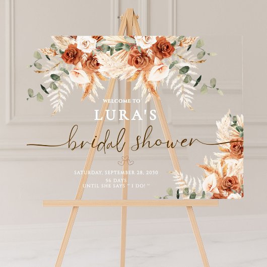 アクリル ボヘミアンフラワー ブライダルシャワー ウェルカムサイン アクリルサイン