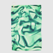 アクリル、華やかなミントシェードの曲線の緑の形状 ゴルフタオル (正面)