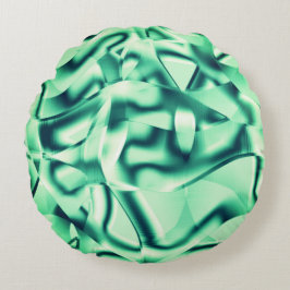 アクリル、華やかなミントシェードの曲線の緑の形状 ラウンドクッション