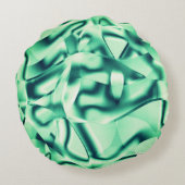 アクリル、華やかなミントシェードの曲線の緑の形状 ラウンドクッション (裏面)