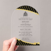 アクリルNIKAHワリマブラックゴールドエレガントイスラム アクリル招待状 (インサイチュ (ポータブル))