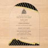 アクリルNIKAHワリマブラックゴールドエレガントイスラム アクリル招待状 (正面)