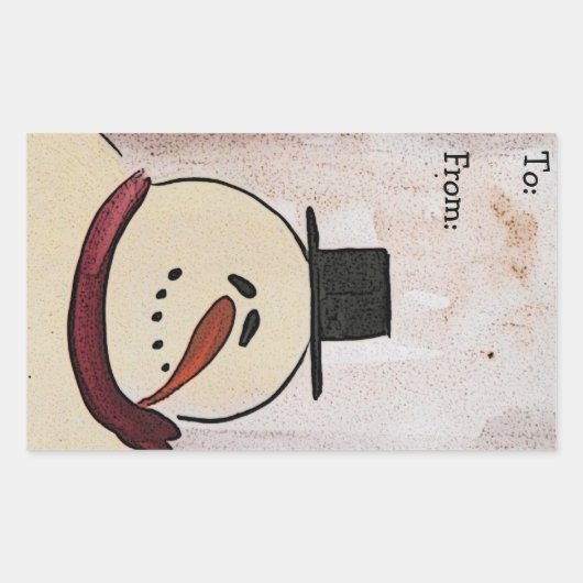 アクリ初期のル色彩の鮮やか雪だるまラベル 長方形シール (正面)