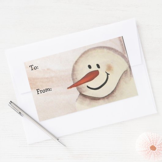 アクリ初期のル色彩の鮮やか雪だるまラベル 長方形シール (封筒)