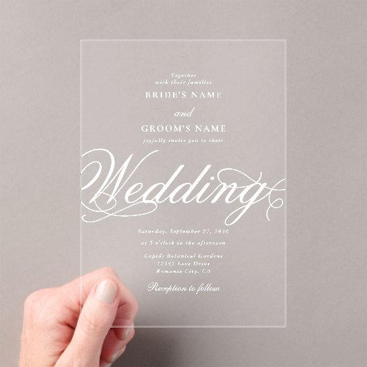 アクリ澄んルエレガントクラスラグジュアリーホワイト結婚ズ アクリル招待状 (インサイチュ (ポータブル))