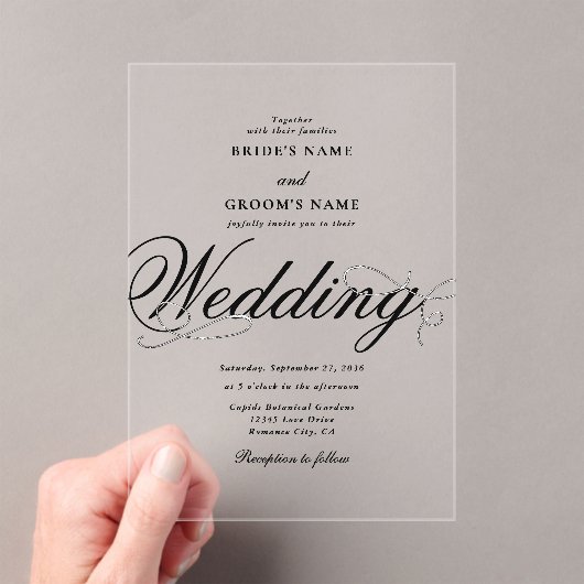 アクリ澄んルエレガント・クラシー・ラグジュア結婚リー アクリル招待状 (インサイチュ (ポータブル))