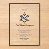 アクリ澄んルバー(ユダヤ教の)バル・ミツバーネイビーモダン金ゴールド アクリル招待状 (正面)