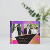 アクリ絵を描ルブルー結婚ピンクの写真感謝していユー ポストカード (スタンド正面)