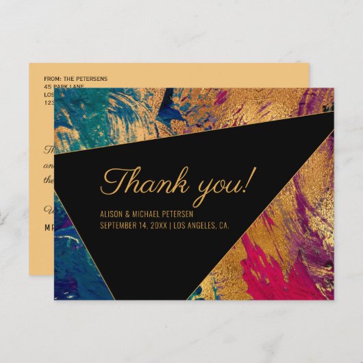 アクリ絵を描ル赤結婚青感謝してい黒 ポストカード (正面/裏面)