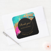 アクリ絵画ル金ゴールドとブラック結婚は感謝していあなた スクエアシール (封筒)