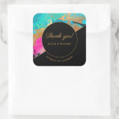 アクリ絵画ル金ゴールドとブラック結婚は感謝していあなた スクエアシール (バッグ)