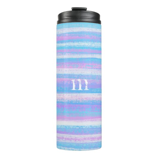 アクリ色彩の鮮やかルストライプターコイズピンクパープル タンブラー (正面)