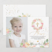 アクレール 赤らむ お礼-洗礼 女の子 招待状 (正面/裏面)