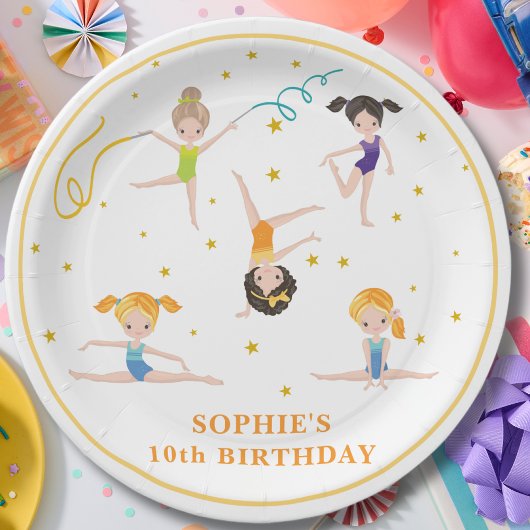 アクロバットが楽しいお誕生日キッズ  ペーパープレート