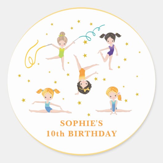 アクロバティックおもしろい誕生日の子供 ラウンドシール (正面)