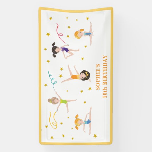 アクロバティックおもしろい誕生日の子供 横断幕 (縦)