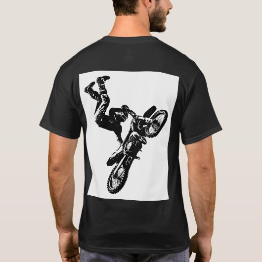 アクロバティックポップ・アートのバイクもしくは自転車に乗る人アやる気を起こさせるートテンプレート Tシャツ (裏面)