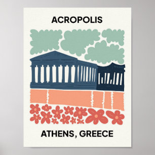 アクロポリスアテネギリシャ抽象芸術旅行フローラアート ポスター