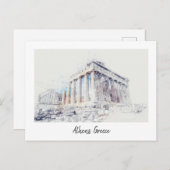 アクロポリス，アテネ，ギリシャレトロヴィンテージ旅行 ポストカード (正面/裏面)