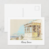 アクロポリス，アテネ，ギリシャレトロヴィンテージ旅行 ポストカード (正面/裏面)