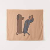 アクロヨガダシュント | Dachshund恋人ギフト タペストリー (正面(横))