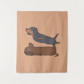 アクロヨガダシュント | Dachshund恋人ギフト タペストリー (正面)