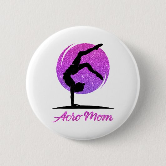 アクロヨガ、アクロダンス、アクロダンサー ママ 母を愛する 缶バッジ (正面)