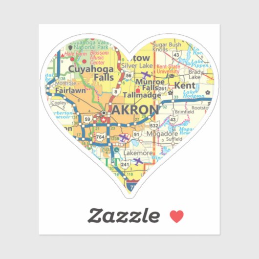 アクロンオハイオヴィンテージの地図 シール (シート)