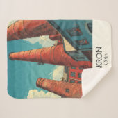 アクロンオハイオ旅行ポスターシティスカイラインアート シェルパブランケット (正面(横))