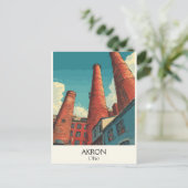 アクロンオハイオ旅行ポスターシティスカイラインアート シーズンポストカード (スタンド正面)