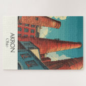 アクロンオハイオ旅行ポスターシティスカイラインアート ジグソーパズル (横)