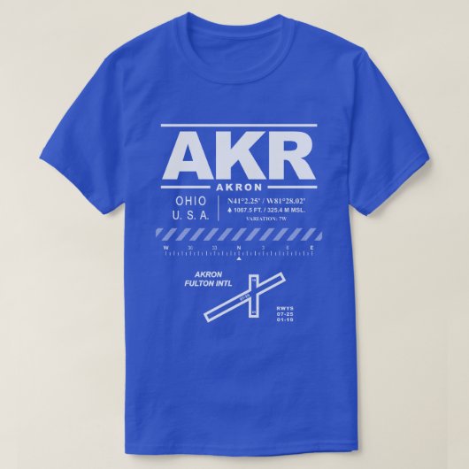 アクロン国際的フルトン空港AKR Tシャツ (デザイン正面)