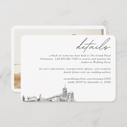 アクロン結婚ズホテルルームブロック詳細 エンクロージャーカード (正面/裏面)