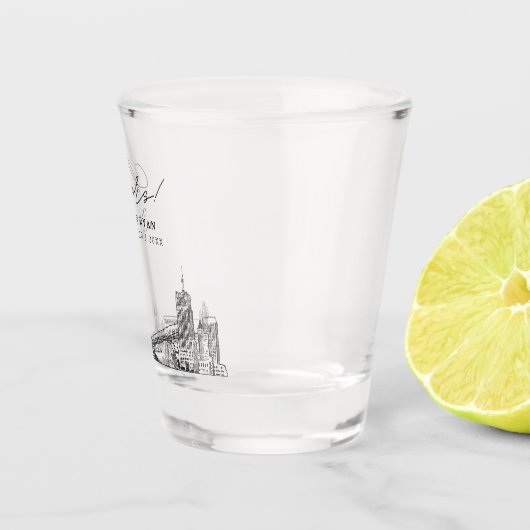 アクロン結婚式の引き出物パーソナライズされた応援 ショットグラス (右)