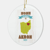 アクロン、オハイオ州の地図-ハートがあるところでがあります家 セラミックオーナメント (左)