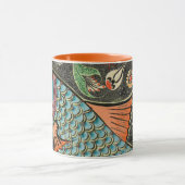 アクワモザイクティール(緑がかった色)魚アート マグカップ (中央)