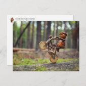 アクーン小妖精や小人が自転車はがきに乗って ポストカード (正面/裏面)