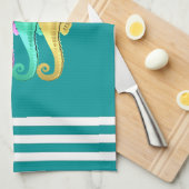 アク航海のア・ピンク・ブルー・金ゴールドビーチタオル キッチンタオル (四つ折り)