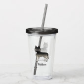 アグチシベリアンハスキー犬とカスタムネーム アクリルタンブラー (裏面)