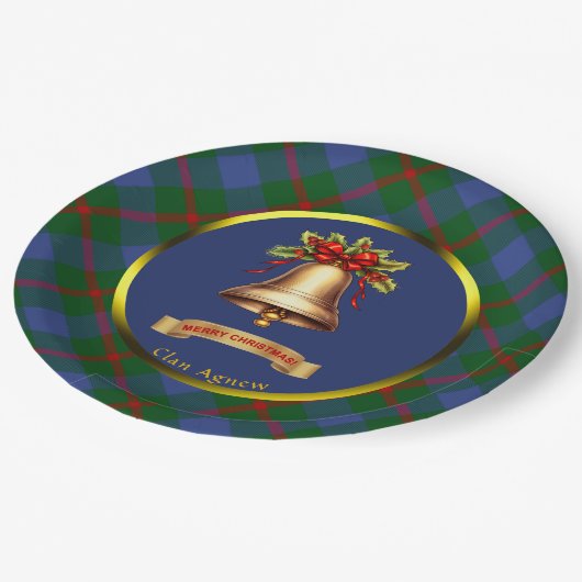アグニュータータンチェックパーソナライズされたクリスマス ペーパープレート (アングル)