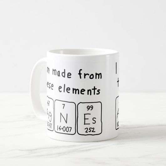 アグネスの周期表の名前のマグ コーヒーマグカップ (正面左)