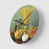 アグリオ·オリオ·ペペロンシノ(ニンニク、油、チリ) ラウンド壁時計 (傾斜)