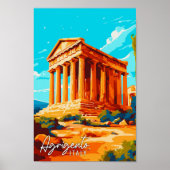 アグリゲントイタリアのヴィンテージ旅行イラストレーション ポスター (正面)