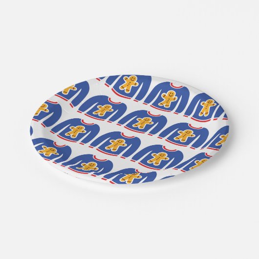 アグリークリスマスセータージンジャーブレッドマンパーティークリスマス ペーパープレート (アングル)